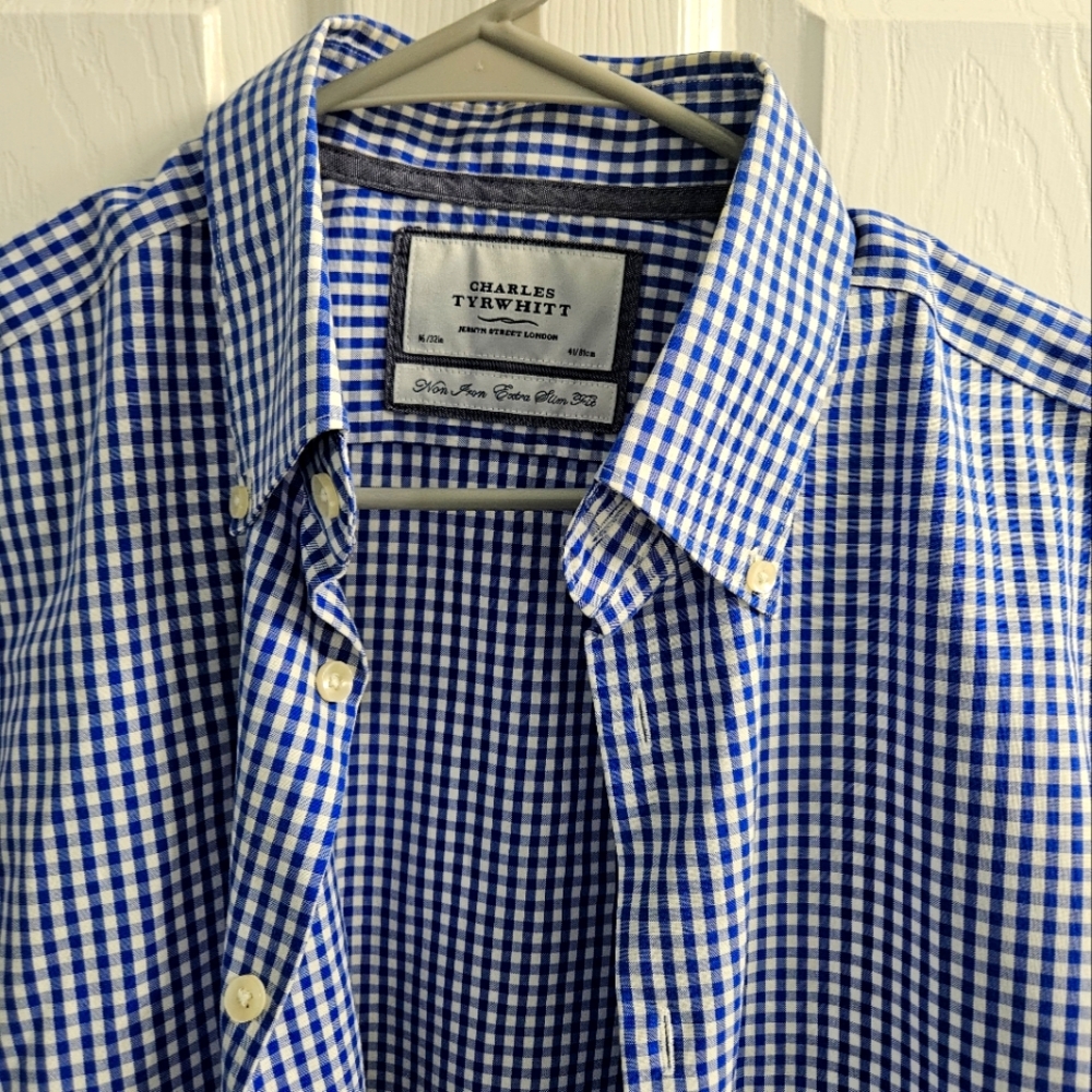 Charles Tyrwhitt Blue Button Down Shirt- Extra Slim Fit
